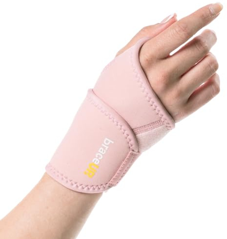 BraceUP Muñequera para Tendinitis – Soporte de Muñeca Ajustable y Férula de Compresión para Túnel Carpiano, Artritis y Dolor – Talla Única (1, Rosa)