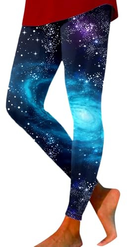 Generisch Galaxy Leggings Mujer Cintura Alta Mallas Deportivas Estampado Colorido Elástico Pantalones de Yoga Render Pantalones Largos Planeta/Espacio Disfraz de Carnaval, C07 Blue, S