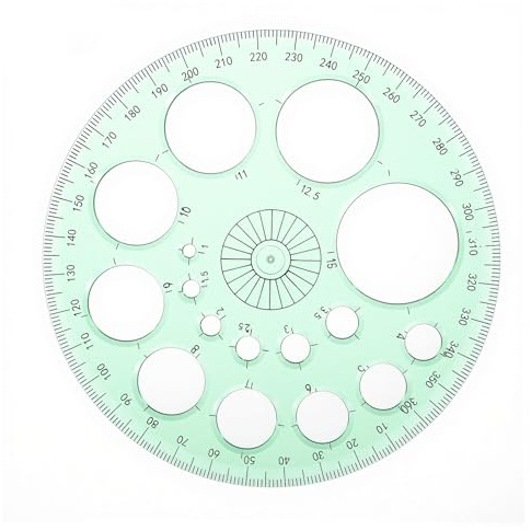 SHENLIU 2 Pcs 360 Degrees Protractor Template, 4.53 Inch Diameter Plastic Circle Measurement Ruler Tool, 16 Small Circle Templates for Architectural Drawing, Office, Design Supplies (Green)