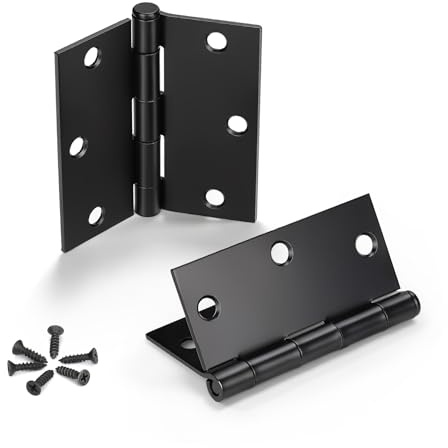 KNOBWELL 18 Packs Matte Black Door Hinges, 3.5 X 3.5 Interior Door Hinges with Square Radius in Black