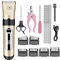 Foneso Hundeschermaschine Profi, Schermaschine Hund Katze Geräuscharm, 13 PCS Tierhaarschneidemaschine Schnurlosen, IPX7 USB Elektrische Hundetrimmer mit LCD-Display für Haustier