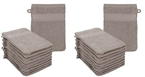 Betz 20 Stück Waschhandschuhe Palermo 100% Baumwolle Waschlappen Set Größe 16x21 cm Farbe Stone