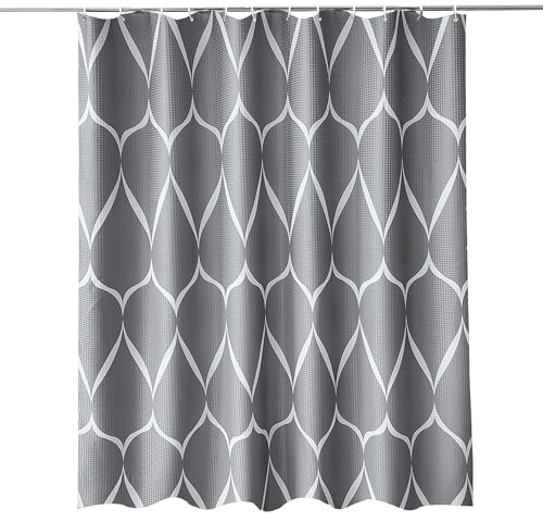 Trimming Shop Lattice Shower Curtain for Bathroom - Dark Grey, 180x200cm | Mould Proof and Mildew Resistant Washable Polyester Fabric Modern Bath Curtains with 12 Hooks