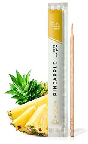 Wunder Zahnstocher mit Geschmack - Ananas - 200er Pack - Einzeln verpackt - intensiver Geschmack - frischer Atem - gegen Nägelkauen & Mundgeruch - Rauchentwöhnung - Alternative zu Kaugummi