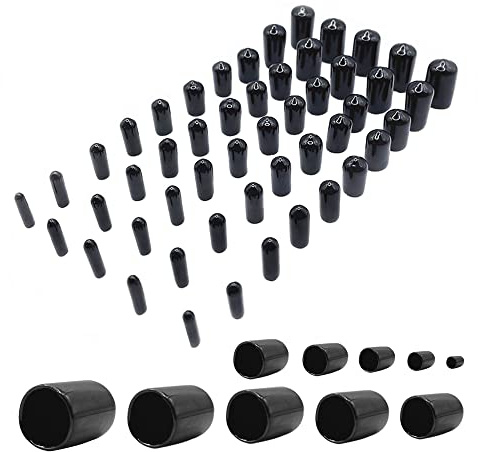 HLIWS Protections de Filetage de vis-Lot de 200 Caoutchouc PVC Capuchons Ronds,Couvercle en Caoutchouc,pour Tubes Ronds(10 Tailles, diamètre intérieur 2-11mm)
