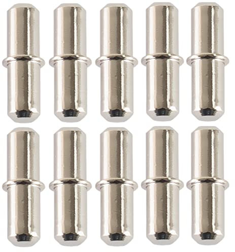 10 Stück Bodenträger aus Metall [Ø 5mm x Länge 17mm] für Einlegeböden | Fachträger | runde Regalstifte Träger vernickelt aus Metall | 20er Set - Steckbodenträger | Fachbodenträger für Holz und Glas