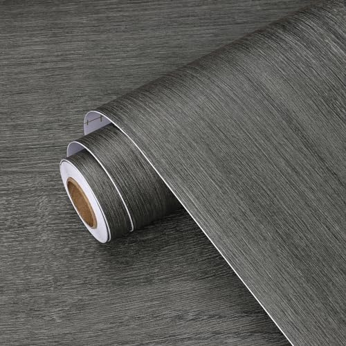 Yullpaper Självhäftande folie träutseende matt 40 cm x 800 cm, självhäftande tapet, grå vintage folie, träutseende för bänkskiva, kök, skåpfolie möbelfolie, självhäftande grå vattentät självhäftande