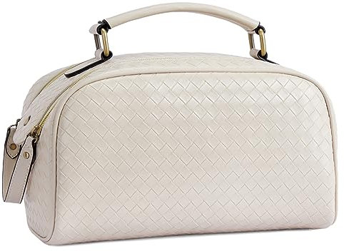 Telena Kulturbeutel für Damen und Herren aus PU-Leder, Kulturtasche zum aufhängen, Reise-Kosmetiktasche Waschtasche Frauen Make-up Taschen Kofferorganizer Bag,Weiß