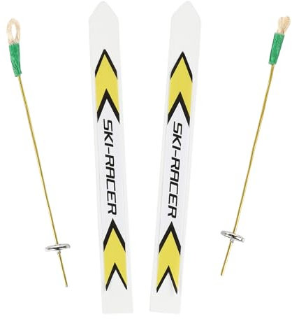Nordstern Miniatur Ski mit Ski-Stöcken - Sportliche Skier als Zubehör für den Weihnachtswichtel und Weihnachtsdeko für Winterlandschaft - 10 cm Lang