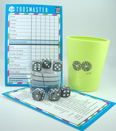 KENDi GAMES Gobelets à dés en plastique souple - Vert pomme - Good Luck - 6 cubes - Guide de démarrage rapide (français non garanti)