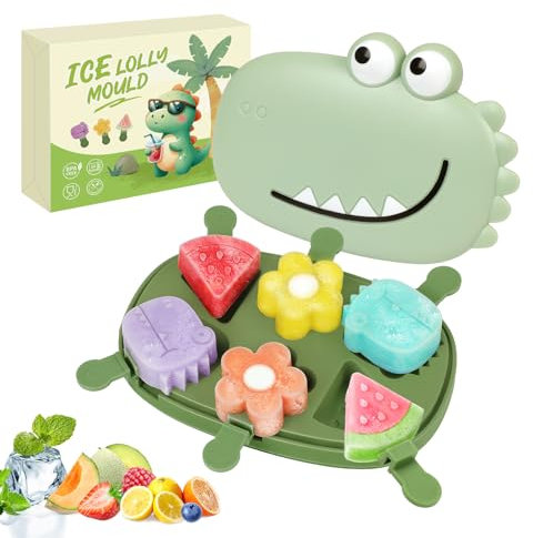 PITMT Stampi per Ghiaccioli, 6 Cavità Stampi per Gelati in Silicone Senza BPA con Coperchio e Bastoncini, Ghiaccioli Stampo Animali Riutilizzabili Bambini e Adulti Formine per Ghiaccioli per Gelato