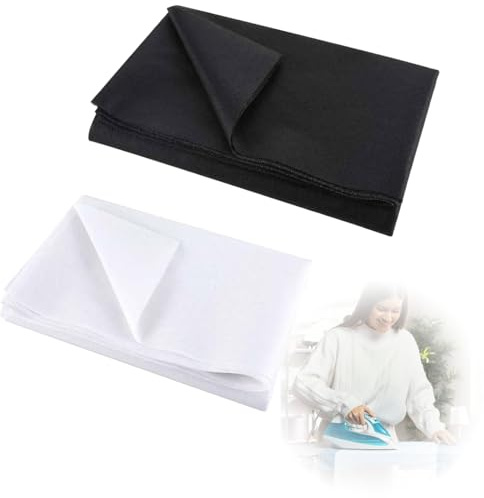 Strykfleece, medeltjock påstrykbart innertyg, fleecelina för strykning, strykfleece för förstärkning, för strykning av veck, sömnad, förstärkning av kläder (svart, vit) (svart 1)