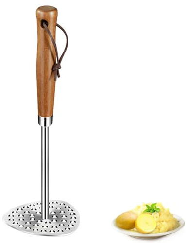 Machacador de patatas de acero inoxidable con mango largo, machacador de patatas profesional para puré de patatas, frutas y verduras, apto para lavavajillas