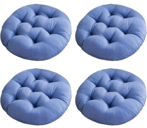 Morkite Lot de 4 Coussins de Chaise Ronds Doux pour intérieur et extérieur - 40 x 40 cm - pour fauteuils, Jardin, canapé en rotin - pour Chambre à Coucher, Sol, Camping - Bleu