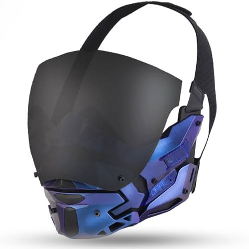 NURCIX Estilo táctico Máscara facial completa anti niebla para Juegos de Airsoft y Paintball, Propuesto mecánico fresco para Halloween(Blue)