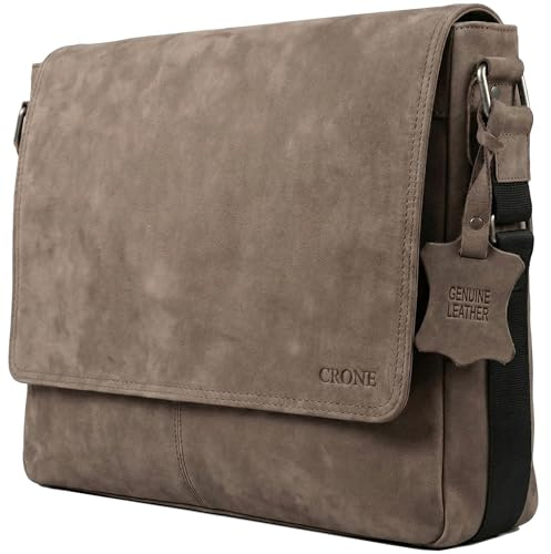 Crone Hamburg läder laptopväska, affärsväska av äkta läder, portfölj, arbetsväska, axelväska, laptopväska