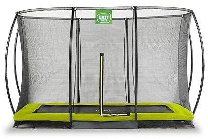 EXIT Toys Silhouette Bodentrampolin - 214x305cm - Rechteckiges Gartentrampolin Outdoor für Kinder - Mit Sicherheitsnetz und Fußschutzsystem - Sicherer Einstieg - Gute Sprungkraft - Grün
