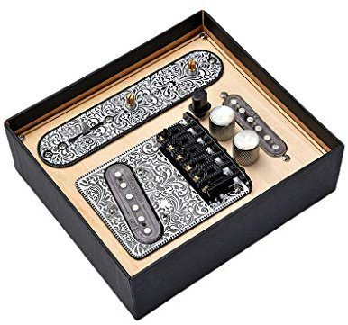 Alnicov Black 3 Way Prewired Control Plate Bridge For Telecaster Electric Guitar - White