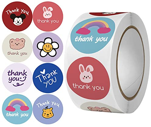 Grazie, Thank You Sticker 500 Adesivi per Etichette Regalo Round Baking Sticker per Bambini Adesivi Decorativi per Feste di Compleanno per Insegnanti e Studenti Adesivi Premio