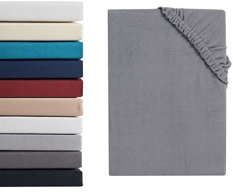 Hometex Premium Textiles Mikroflausch Spannbettlaken | Spannbetttuch Teddyflausch 100% Mikrofaser | Oeko-TEX®Standard 100 - In vielen Größen und Farben | 140-160 x 200 cm Grau