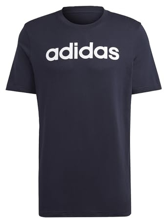 adidas Men's Essentials Single Jersey Linear Embroidered Logo T, Ink/White, Large