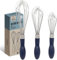 Chef Pomodoro Varillas Cocina Set de 3 Piezas - Batidora Manual de Acero Inoxidable - Varilla para Batir, Montar Nata, Batir Huevos, Repostería - Utensilios de Cocina Acero Inoxidable