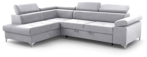 Fabryka Mebli Idźczak Schlafsofa Sofa Madrit Couch Ausklappbares Sofa Schlaffunktion Bettkasten - Kissen Bettzeugbehälter Hilfsautomat - Wohnzimmer Gästezimmer Modern Design (Vena 3 L)