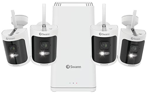 Swann AllSecure650 Wi-Fi NVR Security System with 1TB HDD, 4 Camera 8 Channel, 2K HD wireless rechargeable battery camera CCTV, Indoor / Outdoor, Colour Night Vision, Heat & Motion Detection, 650KH4