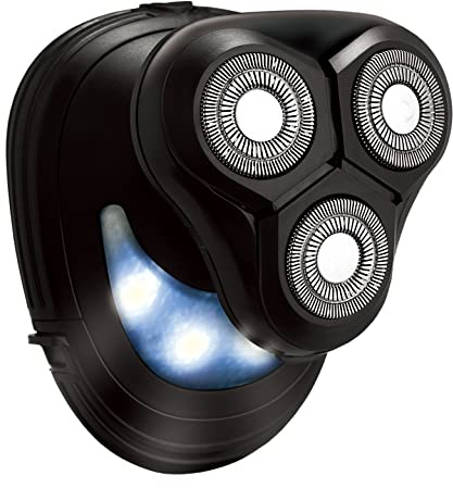 ChargeWorx Groom Essentials 3D Rotary Shaver, Portable Cordless Face-and-Head Shaver with 3 Rotating Blade Heads, LED Guide Light, and Ergonomic Handle