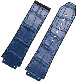 Klockarmband Passande For Hublot Big Bang Äkta Läder 25 * 19mm Vattentät Herrklockarmband Kedjeklocka Tillbehör Armband Armband(Blue no buckle)