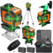 Weytoll Livella laser 4 x 360 16 linee Laser a linea trasversale verde con 2 batterie, base di sollevamento, supporto a parete magnetico,Treppiede da 1,2 m (arancione)