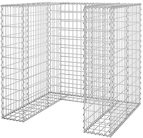 Abri Poubelle Extérieur, Cadre à Gabion pour Poubelle Conteneur pour Cache-Poubelle Mur en Gabion pour Poubelle Acier galvanisé 110x100x110 cm