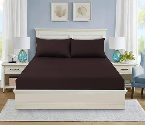 TACOKI 3D Braun Spannbettlaken 70x140cm, Braun Weiches Mikrofaser Bettlaken für Kinder, Bettlaken Spannbetttuch 70x140 bis 30 cm Matratzenhöhe mit 2 kissenbezüge a8996