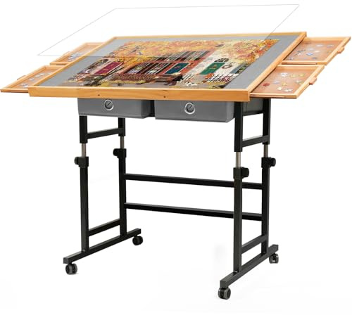 BuilderButler 1500 Pieces Puzzle Table with Wheels, with Drawers and Cover, 33.58 x 24.92 Adjustable Height & 45° Tilting, Puzzle Board for Adults