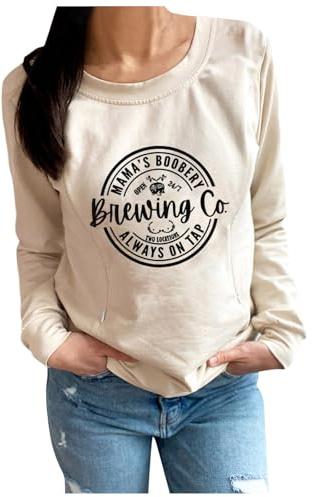 WWricotta Sudadera Informal de Maternidad para Lactancia para Mujer, suéter cómodo con Cremallera para Lactancia, Tops, suéter Boobery de mamá Sudadera Mujer Lobo