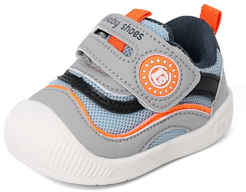 MASOCIO Zapatos Bebe Niño Niña Primeros Pasos Bebé Zapatillas Respetuoso Deportivas Calzado Respetuosas 12-18 Meses Antideslizante Talla 20 Gris