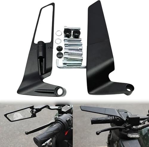 Specchietti Manubrio Moto Retrovisori, Universali e Regolabili, Specchi Laterali Pieghevoli Moto e Scooter, Aerodinamici in Alluminio, Filettatura M8/M10 per Scooter e Naked
