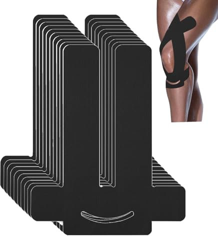 ANAMPION 10Pcs Nastro Kinesiologico per ginocchio, Tape Kinesiologico Muscolare Cerotto Tape Sportivo Impermeabile Ed Elastico,Traspiranti,Alleviamento del Dolore Muscolare(Nero)