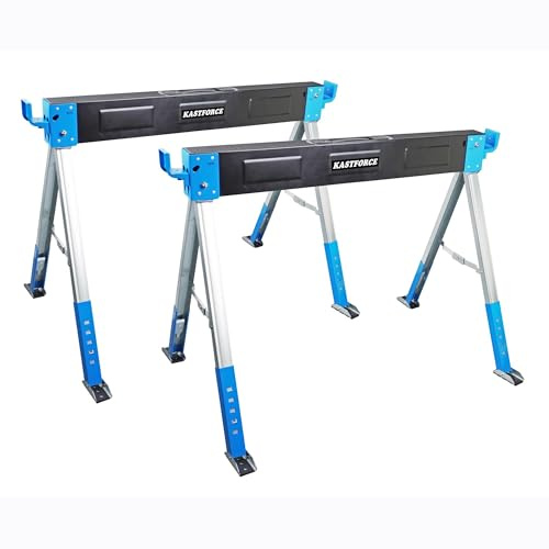 KASTFORCE KF3018 - Cavalletto pieghevole per cavalletto, altezza regolabile, con gambe regolabili, confezione da 2