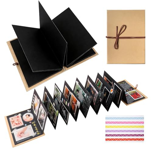 Album Photo en Accordéon, 28×21cm Albums pour Scrapbooking, Albums Photo à Personnaliser Soi-Même, Livre Scrapbooking, pour Anniversaire, Remise de Diplôme, Saint-Valentin, Anniversaire de Mariage