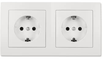 MC POWER - Wand-Steckdose mit Rahmen | FLAIR | Set Beginner 2S 3-teilig |Doppelsteckdose Schutzkontakt-Steckdose weiß, matt