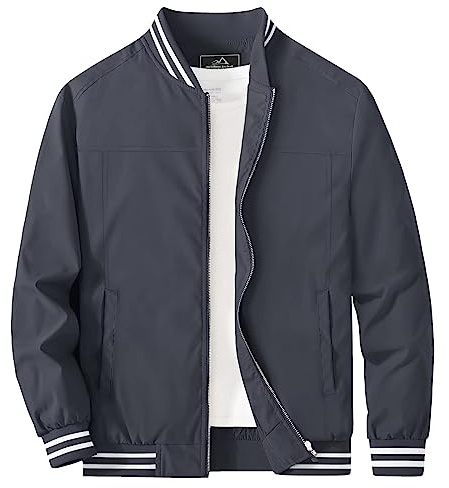 MAGCOMSEN Flygarjacka herr utomhus vindjacka taktisk höstjacka män college pilotjacka baseball Blouson bekväm övergångsjacka för sport fritid mörkgrå S, Mörkgrå, S