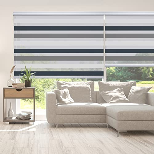 Estores Noche y Día Premium con galería y cadeneta en Aluminio de Máxima Calidad para Ventanas y Puertas, Estores enrollables de Alta Gama Tricolor 200x250 cm (Ancho x Alto) STORESDECO