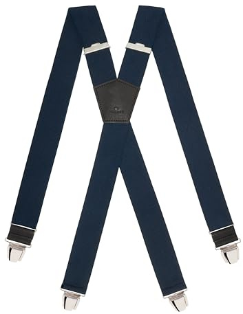 Pierrot Bretelle Uomo Larghe Premium - Regolabili Fino A 130cm - Elastico Rinforzato e Finiture in Pelle - Garantite A Vita - Clip molto forti - Bretelle Uomo Eleganti