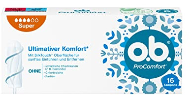 o.b. ProComfort Super, tamponger för starka dagar med Dynamic Fit-teknik och SilkTouch yta, för ultimat komfort* och tillförlitligt skydd (6 x 16 stycken)