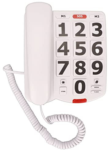 Telefono a Pulsanti Grandi per Anziani, Suoneria Extra Forte, Volume Regolabile e Cavo Lungo, Telefono con Filo per Ipoudenti e Ipovedenti