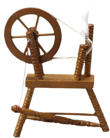 Zerodeko Miniforce-leksaker spindel leksak dockhus dockhus dockhus 1:12 vintage symaskin hand rulle trähjul tillbehör handspindel boll vinder garn spinnmaskin barnleksaker