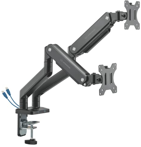 ULTRADESK Branch Doppelter Monitorständer für Schreibtische - Computerständer - Monitorhalterung für den Schreibtisch - Doppelter Monitorarm - für 2X bis zu 32-Zoll-Monitore - 40,3x11,4x17,8-41,8 cm