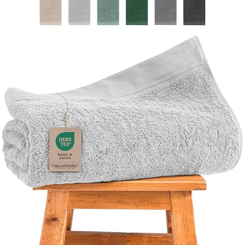 Hausfelder Asciugamano da Sauna XXL Premium 80x200 cm - Grande 500g/m² per Donna e Uomo, 100% Cotone, Certificato Ökotex (Grigio Chiaro)