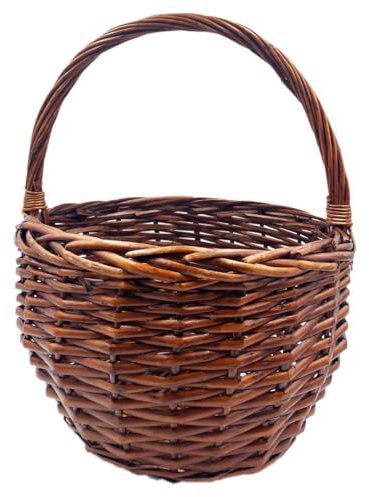 Virsus Cesta Paniere in Vimini con Manico, misura 30x30x40 cm, Cesto intrecciato di colore Marrone, Cestino da Picnic Portaoggetti, Cesto Regalo, Raccolta castagne, Frutti di bosco -1246